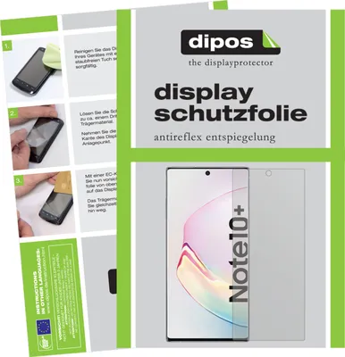 A collage of images showing instructions for applying a screen protector and a product shot of the screen protector on a phone.