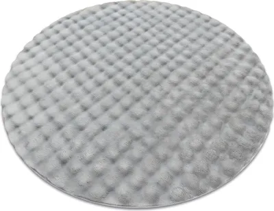 Obrázek produktu pro Koberec kulatý BUBBLE stříbro 21 IMITACE KRÁLIČÍ KOŽEŠINY 3D strukturální šedá kruh PRŮMĚR 160 cm