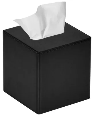 Immagine prodotto di Scatola quadrata per fazzoletti, in ecopelle, colore nero, dimensioni 14 x 14 x 14,5 cm