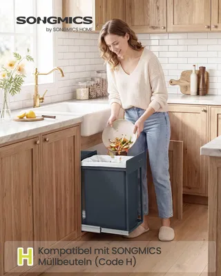 Produktbild von SONGMICS Mülleimer Küche, für Unterschrank, 1 x 20 L, Abfalleimer, ausziehbar, Stahlrahmen, grau