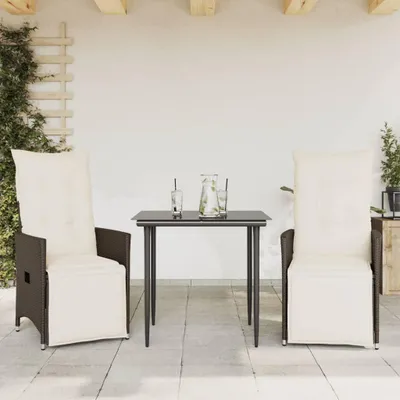 Produktbild von vidaXL Gartensessel mit Kissen 2 Stk. Verstellbar Braun Poly Rattan