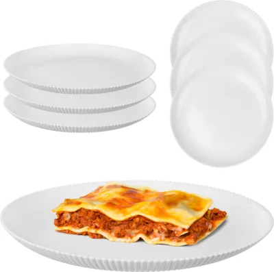 Immagine prodotto di Set di 3 piatti KADAX da 26,5 cm, piatti in vetro opalino bianco, piatti da portata, piatti grandi con bordo alto, lavabili in lavastoviglie e microonde (bianco)