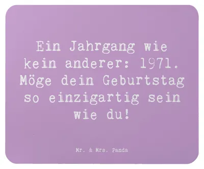 Produktbild von Mr. & Mrs. Panda Mouse Pad Spruch 1971 Geburtstag - Lavendeltraum - Geschenk, pc mausunterlage, Happy Birthday, Mauspad, liebevoll gestaltet, Einzigartigkeit feiern