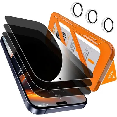 Obrázok produktu pre 3 ochranné fólie na obrazovku pre iPhone 17 Pro s 6,3-palcovou obrazovkou, s ochranou objektívu fotoaparátu, s 25° ochranou proti podvádzaniu, proti poškriabaniu a proti odtlačkom prstov