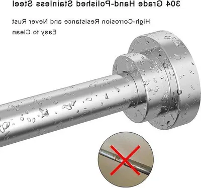 Produktbild von Umschiebbare Duschvorhangstange aus Edelstahl, silber, 48–200 cm, ohne Bohren, rutschfest