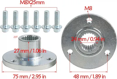 Produktbild von 23T 3 Bolzen Hinterachse Radnabe mit Schrauben links rechts passend für 5-Zoll-Reifen Quad Motorrad ATV Go Kart