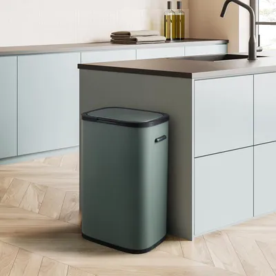 Produktbild von Abfalleimer mit Druckdeckel – 60 l – Dunkelgrün
