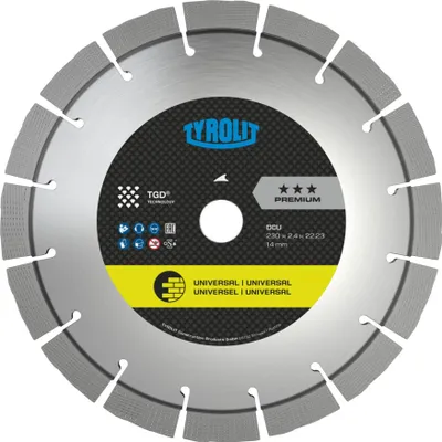 Obrázok produktu pre TYROLIT diamantový rezný kotúč DCU Premium D.230mm otvor.22,23mm konštrukcia univ.12mm - 34468871