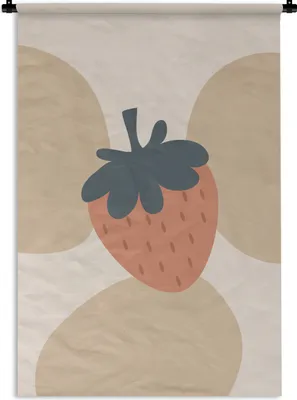 Produktbild von MuchoWow® Wandteppich Wandbehang Obst - Pastell - Erdbeere 120x180 cm Tapisserie Dekoration Wandtuch - Schlafzimmer - Dekorationen für das Haus