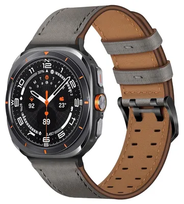 Immagine prodotto di Cinturino in vera pelle con doppia chiusura per Samsung Galaxy Watch 8 / 8 Classic regolabile grigio