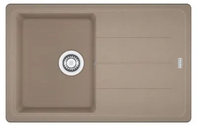 Obrázok produktu pre Drez Franke BASIS BFG 611 vo farbe Cashmere z materiálu Fragranit DuraKleen® Plus Sanitised® / Rozmery výrezu 760 x 480 mm / Vstavaný drez / Drez na dosku