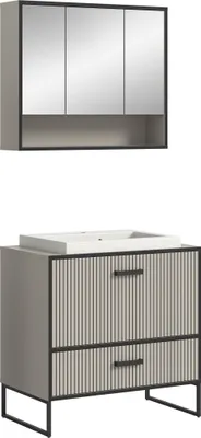 Produktbild von Badezimmer-Set >Bagno< (2-teilig) inkl. Waschbecken, kaschmir Nachbildung - 80x192x48cm (BxHxT)