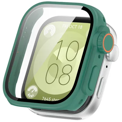 Image de Pour Huawei Watch Fit 3 Étui en plastique pour montre + verre de protection H9 Vert