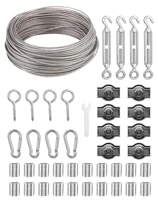 Produktbild von 30mΦ2mm Drahtseil,304 Edelstahl Stahlseil Ummantelt,Rankhilfen für Kletterpflanzen,Stahlseil mit ösen, Spanndraht Seilspanner,für Gardinenseil,Wäscheleine,String Light Suspension.