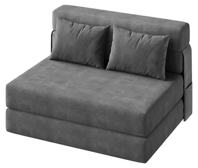 Zdjęcie produktu dla Rozkładana sofa, miękka tkanina typu corduroy, kompaktowa konstrukcja, kolor ciemnoszary
