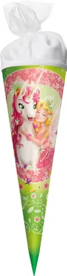 Produktbild von ROTH Geschenk-Schultüte klein Einhornglück 22 cm rund Tüllverschluss Zuckertüte Schulanfang