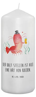 Produktbild von Mr. & Mrs. Panda Kerze Hummer Weizen 19 x 8 cm - Weiß - Geschenk, Stumpenkerze, Blockkerze, Bier, Bedruckte, Garnelen, Wachskerze, Meerestiere, Gasthaus, Garnele, Kneipe