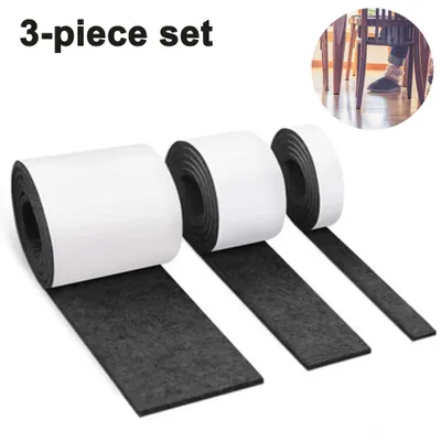 Produktbild von Filzgleiter Selbstklebend, 3 Rollen Filz Selbstklebende mit Kleber, Stark Filzstreifen Stühle und Möbelfüße, Schneiden Sie jede Form, Grau Möbelgleiter