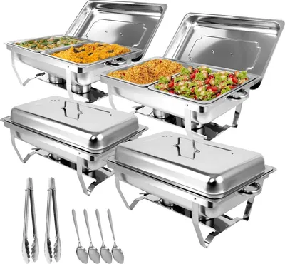 Immagine prodotto di Set di scaldavivande - Confezione da 4 pezzi 1/2 GN - Acciaio inossidabile 316 - Rivestimento in titanio - 38 cm - Bianco
