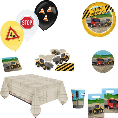 Produktbild von Partdeko Set groß Construction Party für 8 Kinder