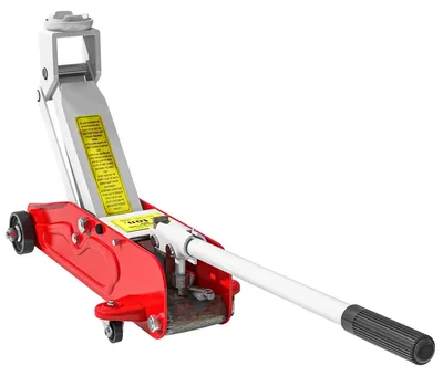 Imagen del producto de Gato hidráulico, con capacidad de elevación de 2 toneladas, altura ajustable de 12 a 30 cm, 4 ruedas, estructura de acero y diseño fácil de usar