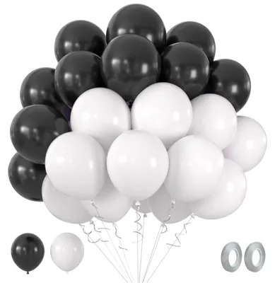 50 Latexballons schwarz-weiß, 30,5 cm, für Partys