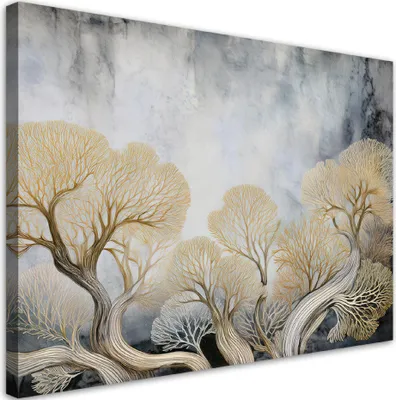 Produktbild von Leinwandbild Bäume Pflanzen Abstrakt 120x80 Feeby Beige bild für die wand bereit zum aufhängen