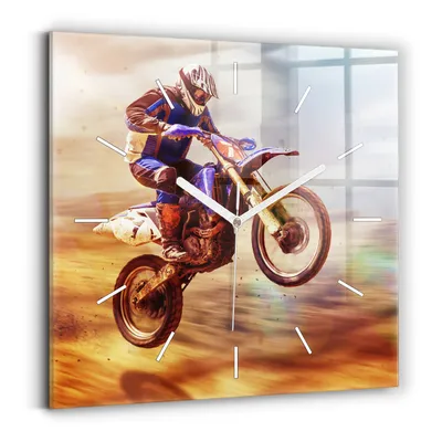 Obrázok produktu pre Wallfluent Hodiny - Sklenené Nástenné Hodiny - Tichý Quartz Strojček - Nástenná Dekorácia Spálňa Kuchyň - Biele Ruky - 30x30 cm - Endurotocross