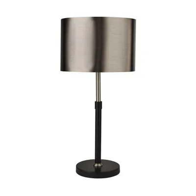 Produktbild von Nachttischleuchte Metall E27 Ø 30 cm rund 59,5 cm hoch Schwarz Modern Nachttischlampe