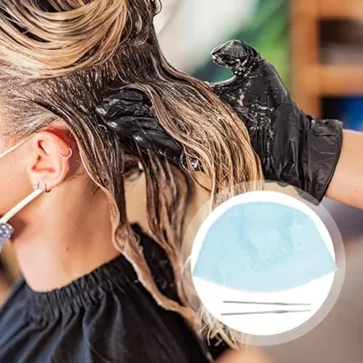 Produktbild von Wiederverwendbare Silikon-Strähnchenhaube mit Häkelnadeln zum Färben und für Strähnchen im Salon und zu Hause, Blau