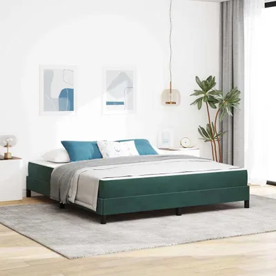 Zdjęcie produktu dla Maison Exclusive – łóżko kontynentalne z materacem, kolor ciemnozielony, 180 x 220 cm, obicie z tkaniny