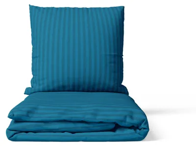 Produktbild von 2-tlg Premium Damast Bettwäsche 155x220 + 80x80 cm mit YKK Reißverschluss Garnitur petrol