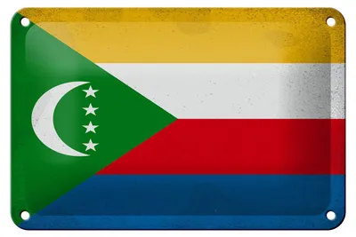 Produktbild von Blechschild Flagge der Komoren 18x12cm Flag Comoros Vintage