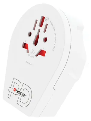 Produktbild von World Adapter - World to UK USB-C™ PD Reiseadapter für alle geerdeten und ungeerdeten Geräte (2- und 3-polig), mit integriertem, ultraschnellem USB-C™-Ladegerät (Power Delivery)