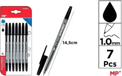 Zdjęcie produktu dla Długopis czarny 1.0 mm 7 sztuk