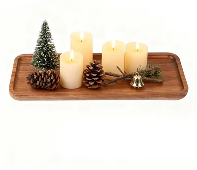 Image de Plateau en bois - Rectangulaire - Plateau de service pour décoration - 30 x 12 cm