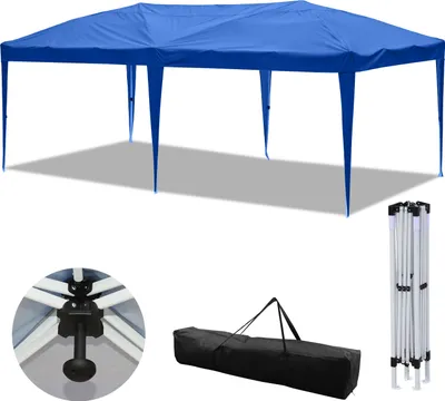 Immagine prodotto di Hengda gazebo pieghevole 3 x 6 m gazebo pop up pieghevole da giardino, protezione UV 50+ gazebo e tende per feste senza lati blu