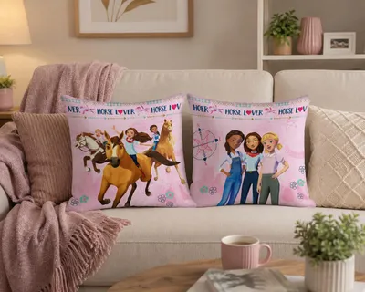 Produktbild von Spirit Wild und Frei Pferde Deko Kissen Kuschelkissen 40x40 cm, gefüllt, KI-generiertes Bild