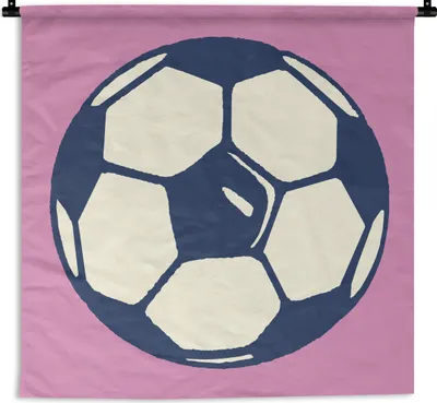 Produktbild von MuchoWow® Wandteppich Wandbehang Eine Illustration von einem Fußball auf einem rosa Hintergrund - Jungen - Mädchen - Kinder 120x120 cm Tapisserie Dekoration Wandtuch - Modern - Baumwollgewebe