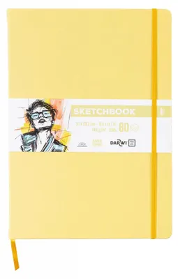 Imagen del producto de DFY, cuaderno de bocetos, formato A4, 80 hojas, 140 g, color amarillo claro