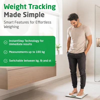 Obrázok produktu pre medisana PS 510 Osobná váha, digitálny LCD displej, nosnosť 180 kg, rozlíšenie 50 g, bezpečnostné sklo