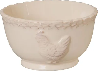 Imagen del producto de Tazón para sopa Clayre & Eef, diámetro 13 cm, color beige, cerámica, con diseño de gallina