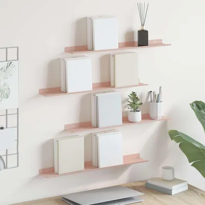 Image de Maison Exclusive - Étagère suspendue, lot de 4, rose, 60 x 8,5 x 2,5 cm, acier