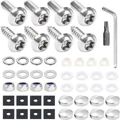 Immagine prodotto di Set di viti di sicurezza - Acciaio inossidabile - Supporto per targa - Testa esagonale - 20 mm - Viti di sicurezza