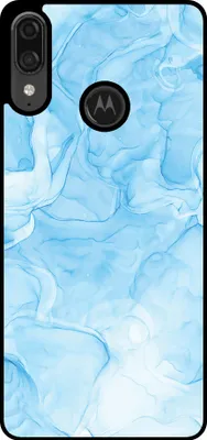 Produktbild von Smartphonica Handytasche Passend für Motorola Moto E6 Plus mit Marmordruck - TPU Rückendeckung Fall Marmor-Design - Hellblau