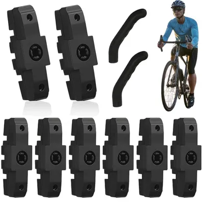 Produktbild von 8 Stück Fahrradbremsbeläge - Rennradbremsbeläge passend für Magura HS11 und HS33 - mit 2 Bremshebelabdeckungen - Für Citybike und Mountainbike