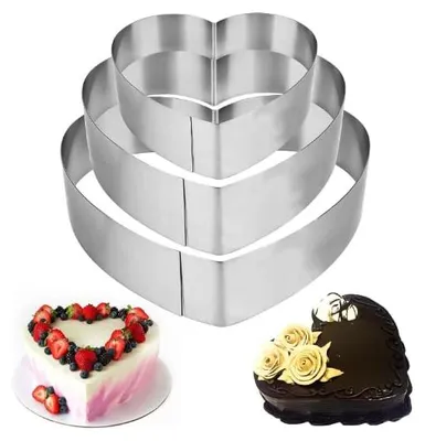 Tortenringe 10/15/20 cm, Edelstahl, 3er-Set Backrahmen