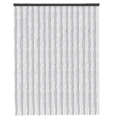 Produktbild von Flauschvorhang Hellgrau-Weiß 140x200 cm – Türvorhang, Insektenschutz, geräuschlos, wetterfest, für Balkon und Terrasse