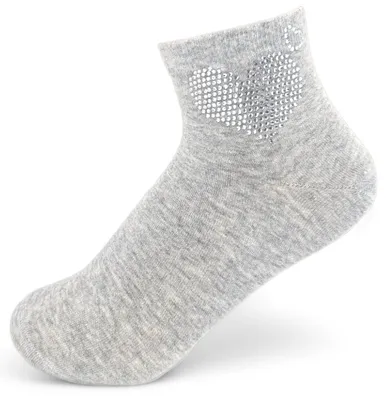 Produktbild von styleBREAKER Damen Socken mit Strass Herz Applikation | knöchellang mit Elastikbund | weicher Baumwoll-Mix | One Size 36-41 EU