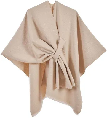 Produktbild von 130*150cm-Wollschal, großer warmer Umhang, offener Vorderteil, gleichmäßige Farbe, Winteraccessoire, casual, gekürzter